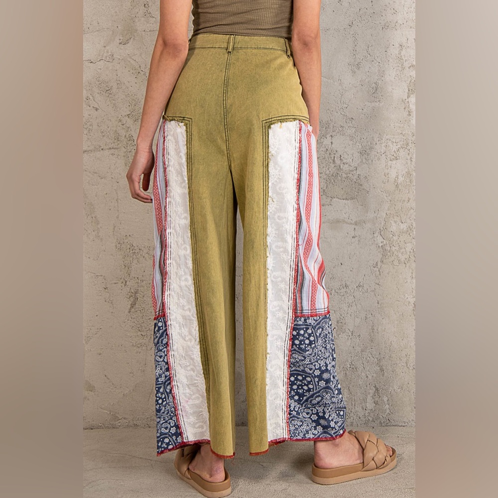 #168 POL CLOSEOUT FIRM 🌸New! Pol Gorgeous Wide Leg patch-Work Pants - Picture 2 of 4